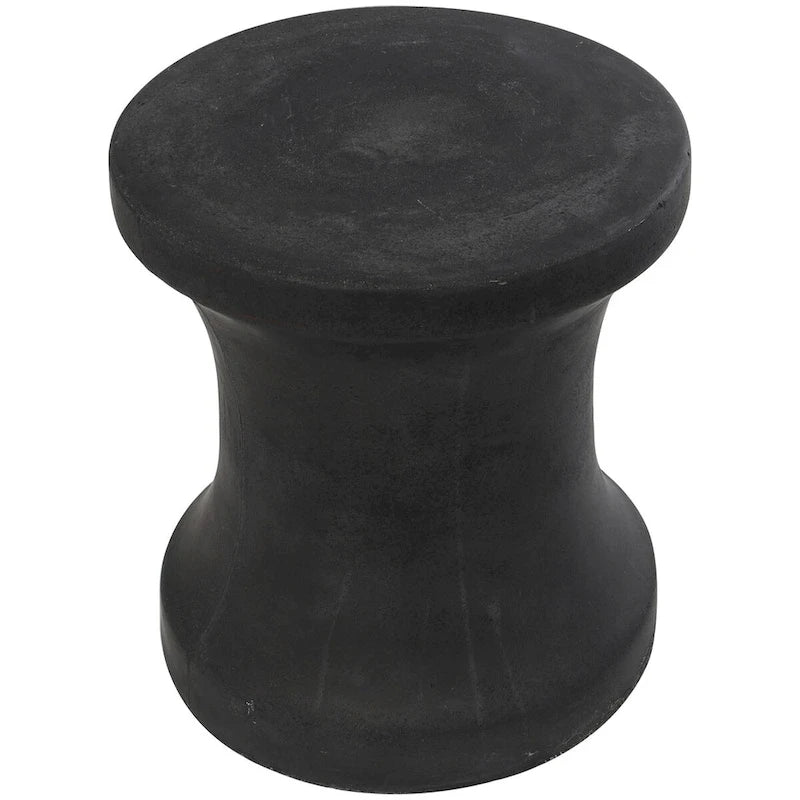 Table d'appoint extérieure sablier, céramique résistante aux intempéries, 35,6 x 40,6 cm, 68 kg, blanc/noir