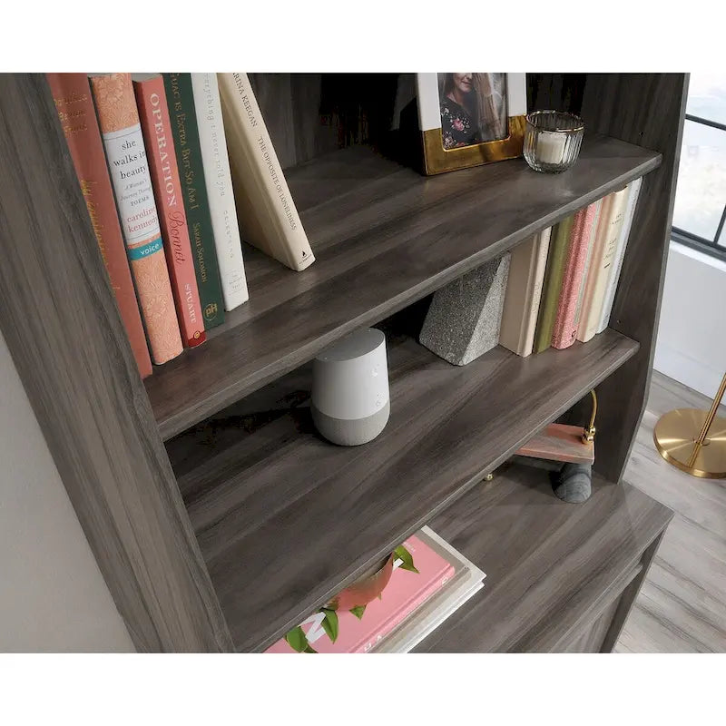 Classic Library Hutch with Open Shelves – Warm Wood Finish