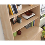 Classic Library Hutch with Open Shelves – Warm Wood Finish