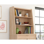 Classic Library Hutch with Open Shelves – Warm Wood Finish