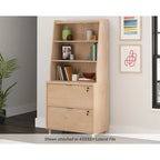 Classic Library Hutch with Open Shelves – Warm Wood Finish