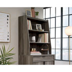 Classic Library Hutch with Open Shelves – Warm Wood Finish