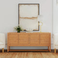 Coastal Rattan 4-Door Sideboard, Rubberwood Frame, 76"W, Fully Assembled