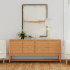 Coastal Rattan 4-Door Sideboard, Rubberwood Frame, 76"W, Fully Assembled