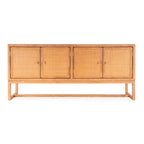 Coastal Rattan 4-Door Sideboard, Rubberwood Frame, 76"W, Fully Assembled