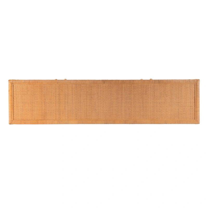 Coastal Rattan 4-Door Sideboard, Rubberwood Frame, 76"W, Fully Assembled