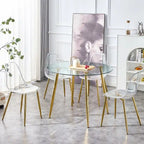 40 Round Glass Tabletop Dining Table with Metal Legs