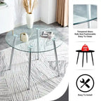 40 Round Glass Tabletop Dining Table with Metal Legs