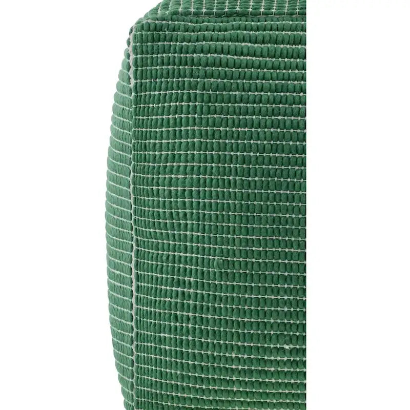 Modern Chunky Grid Pouf Ottoman, Wool & Cotton Top, Polyester Fill
