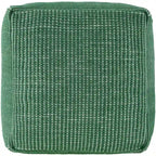 Modern Chunky Grid Pouf Ottoman, Wool & Cotton Top, Polyester Fill