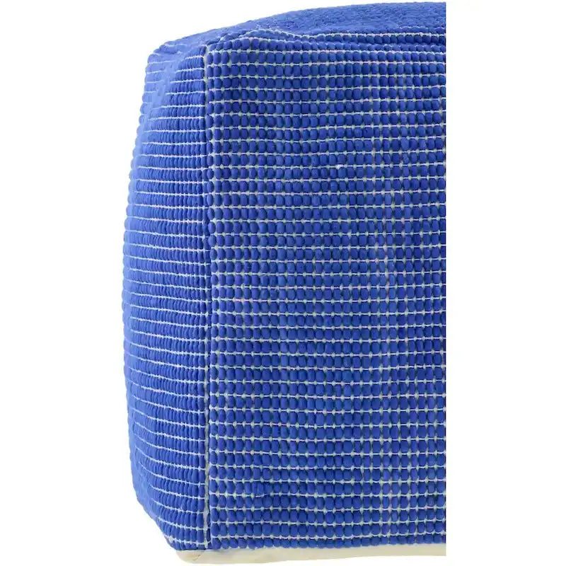 Modern Chunky Grid Pouf Ottoman, Wool & Cotton Top, Polyester Fill