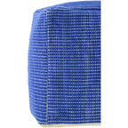 Modern Chunky Grid Pouf Ottoman, Wool & Cotton Top, Polyester Fill