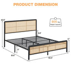 Modern Style Cane Boho Bed Frames with Led Light