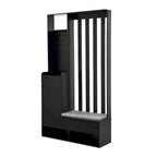 39.3Wx70.8H Hall Tree Storage with Cushioned Storage Bench,Multifunctional Hallway Shoe Cabinet,Pegboard,Coat Rack,4 Hooks