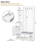 39.3Wx70.8H Hall Tree Storage with Cushioned Storage Bench,Multifunctional Hallway Shoe Cabinet,Pegboard,Coat Rack,4 Hooks
