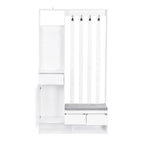 39.3Wx70.8H Hall Tree Storage with Cushioned Storage Bench,Multifunctional Hallway Shoe Cabinet,Pegboard,Coat Rack,4 Hooks