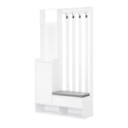 39.3Wx70.8H Hall Tree Storage with Cushioned Storage Bench,Multifunctional Hallway Shoe Cabinet,Pegboard,Coat Rack,4 Hooks